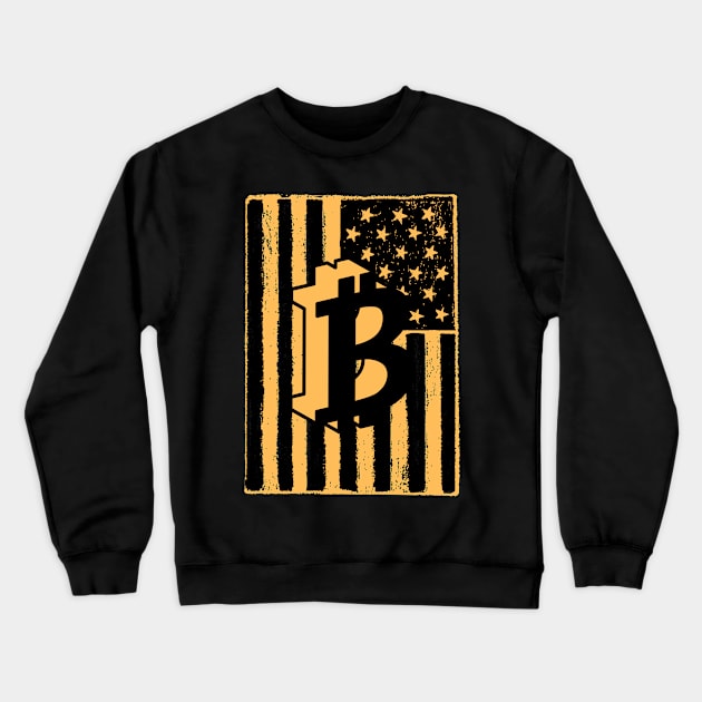 Bitcoin American Flag Crewneck Sweatshirt by RedSparkle 